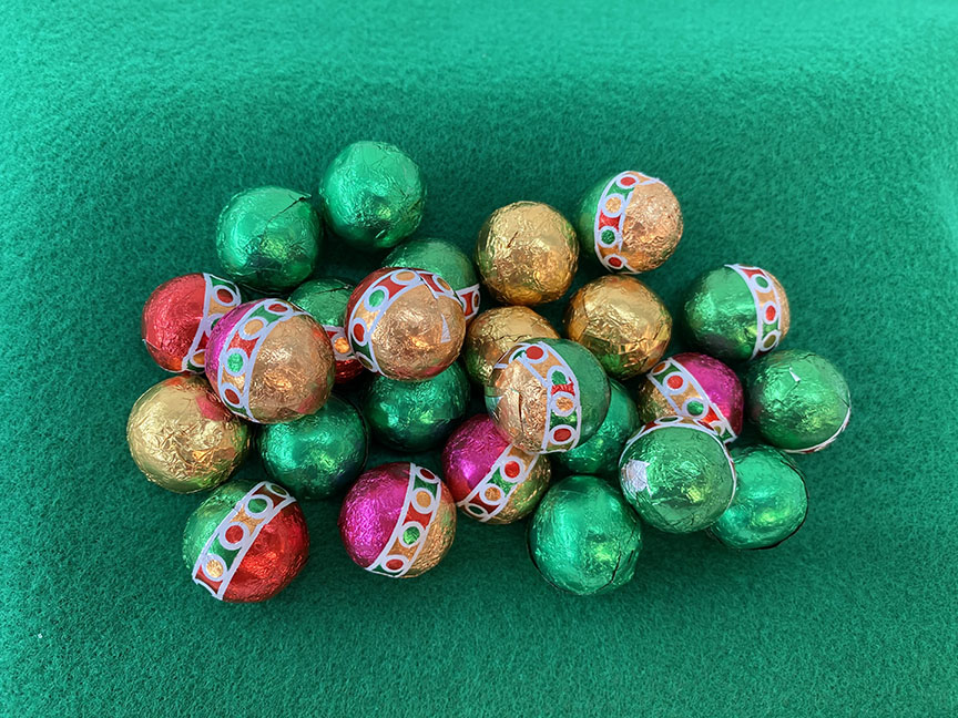 Foiled Holiday Milk Chocolate Balls 7.5 oz.