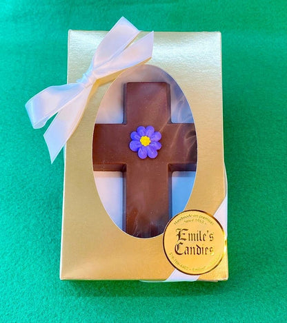 Chocolate Flat Cross in Gold Box