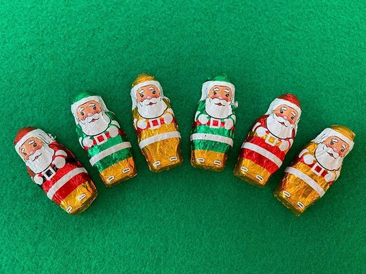 Foiled Mini Santas in Milk Chocolate 1/2 lb.