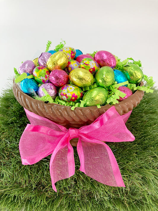 Chocolate Easter Basket w/ Foiled Eggs in Milk