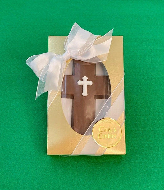 Chocolate Flat Cross in Gold Box